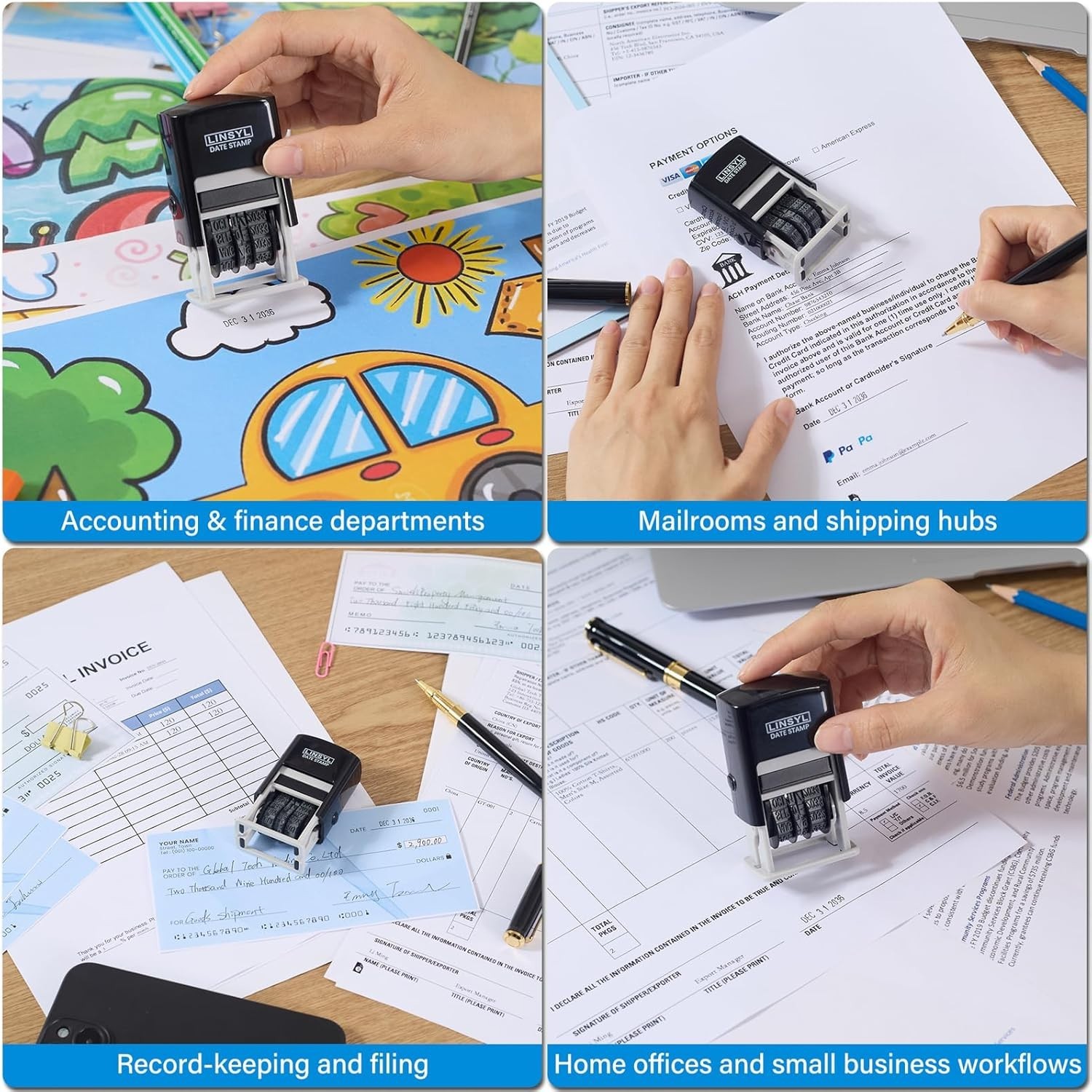 Self-Inking Rubber Date Stamp – Great for Shipping, Receiving, Expiratio…