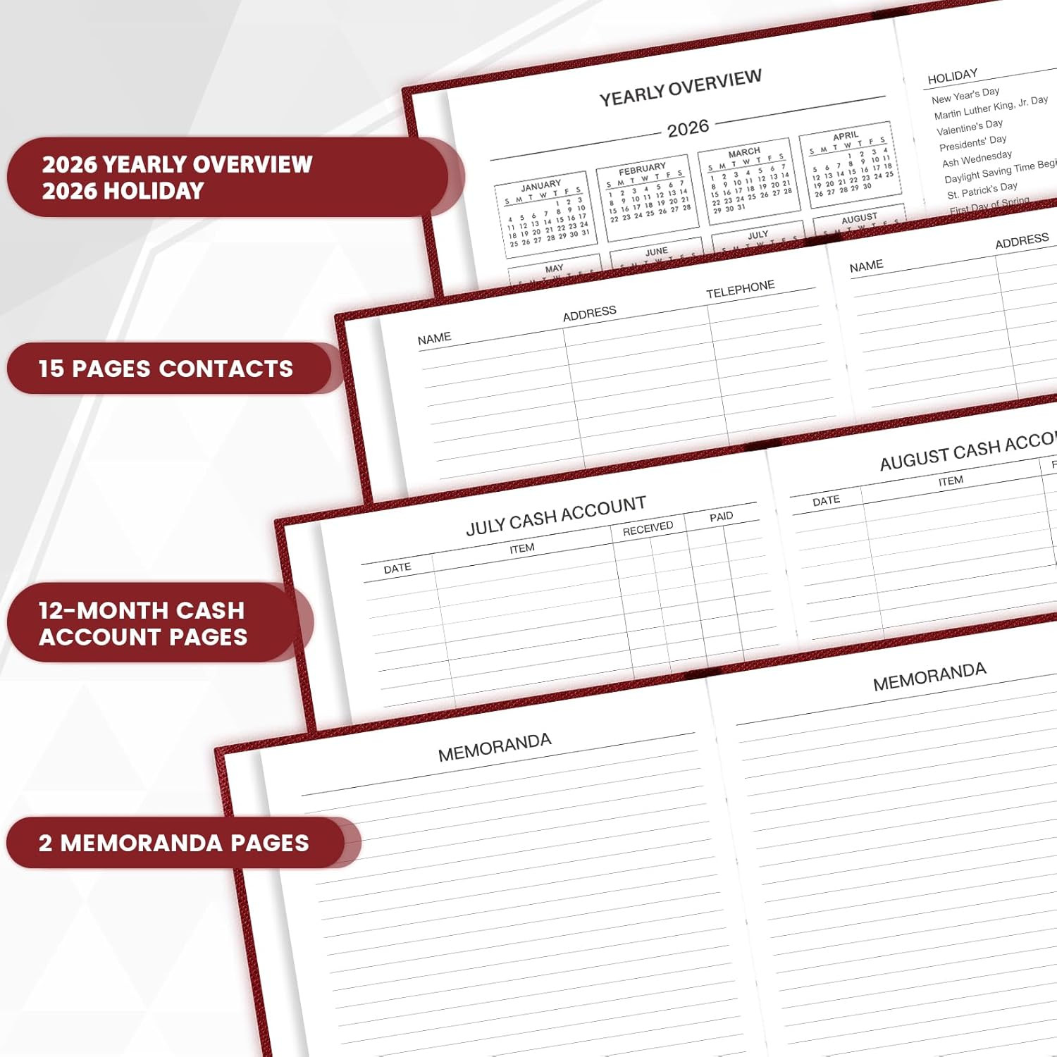 2026 Diary – Diary 2026 Full Page Per Day, Daily Planner 2026, Jan. 2026 – Dec.