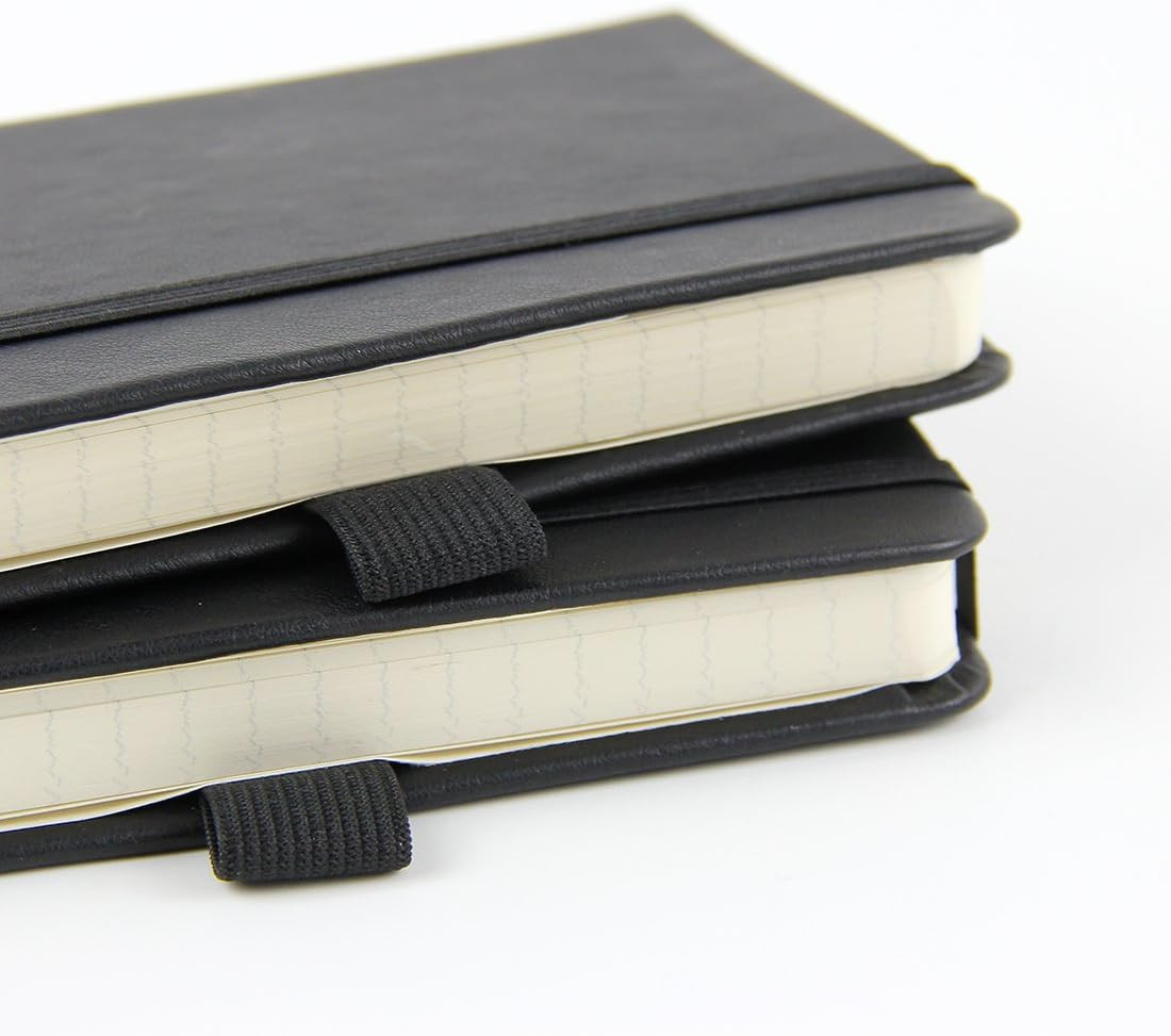 (2-Pack Pocket Notebook 3.5″ X 5.5″, Small Hardcover Journal with Pen Holder, In
