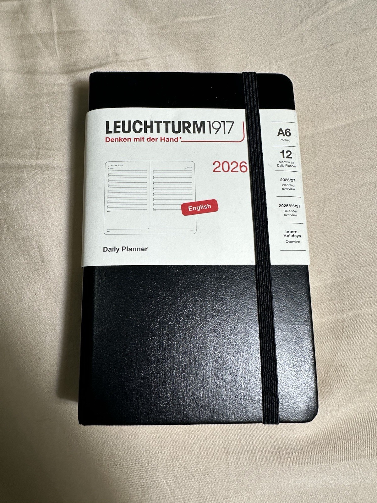 Leuchtturm1917 Planner Dairy A6 Starts January 2026 English 372778 Black