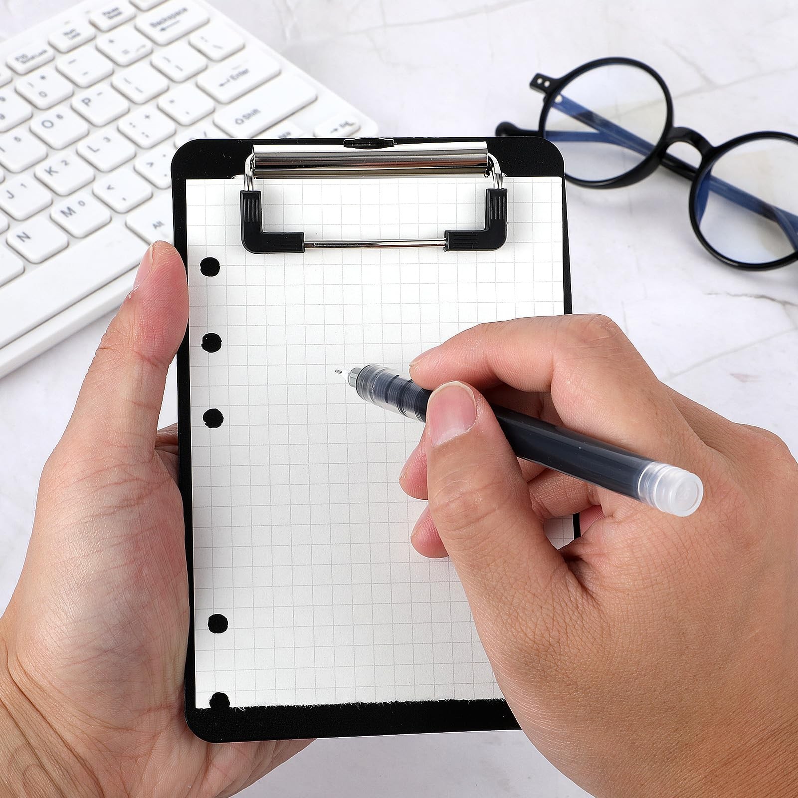 2 PCS 4×6 Inch Black Mini Clipboard Small Sturdy Pocket Clip Board Set