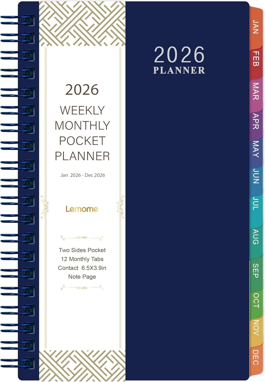 Navy Blue 2026 Pocket Planner with Weekly & Monthly Layout – On-the-Go Essential