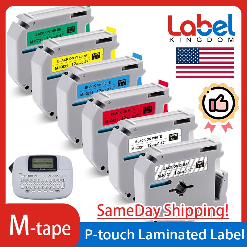 Label Maker Tape 12mm 0.47 – fits Brother M-K231s P-Touch BLACK on WHITE/CLEAR
