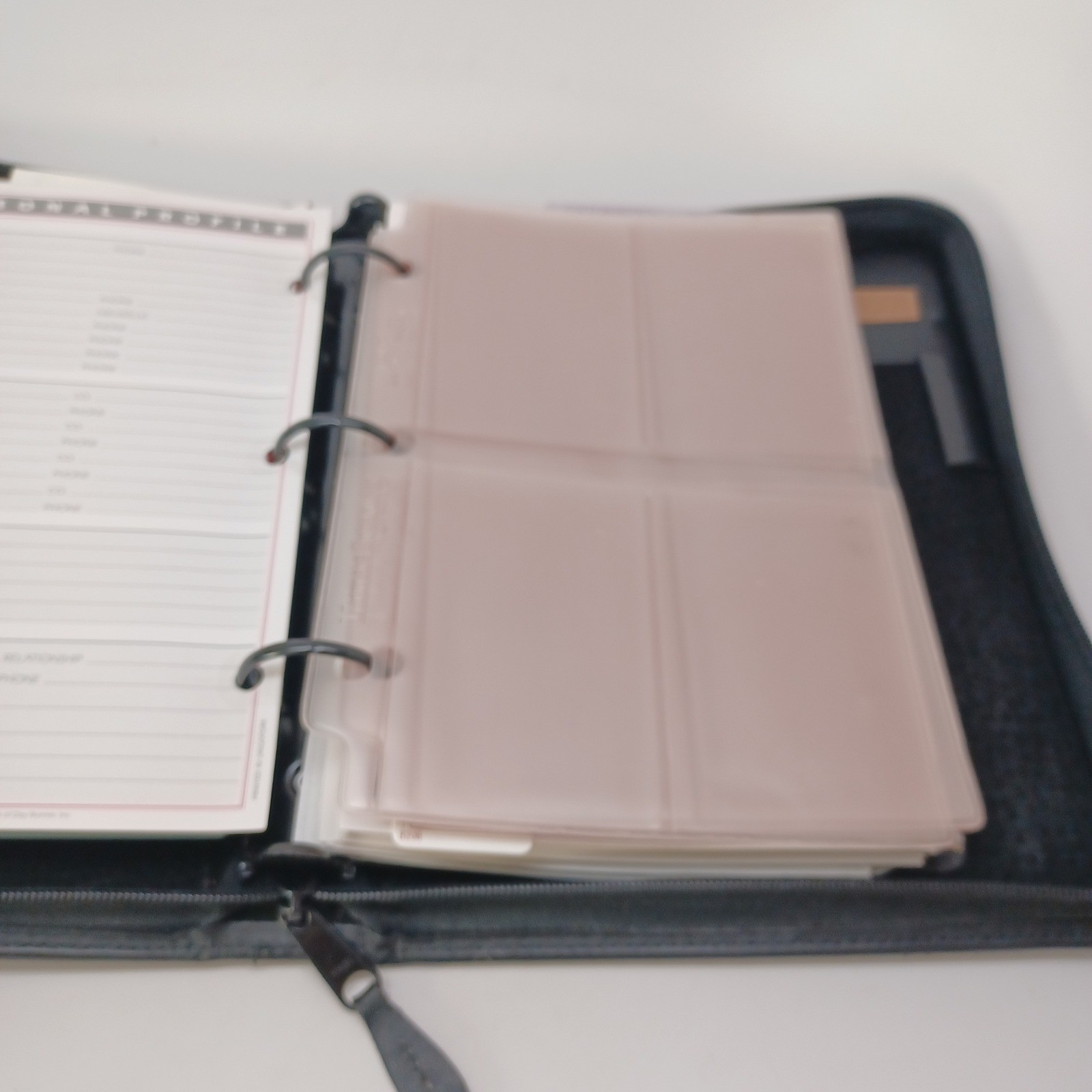 Day Runner Genuine Black Leather Zip Around Organizer Binder Planner Business