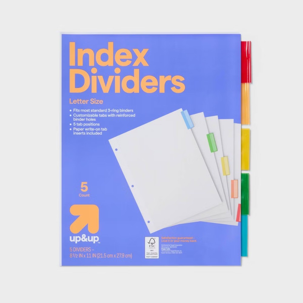 5ct Letter Index Dividers
