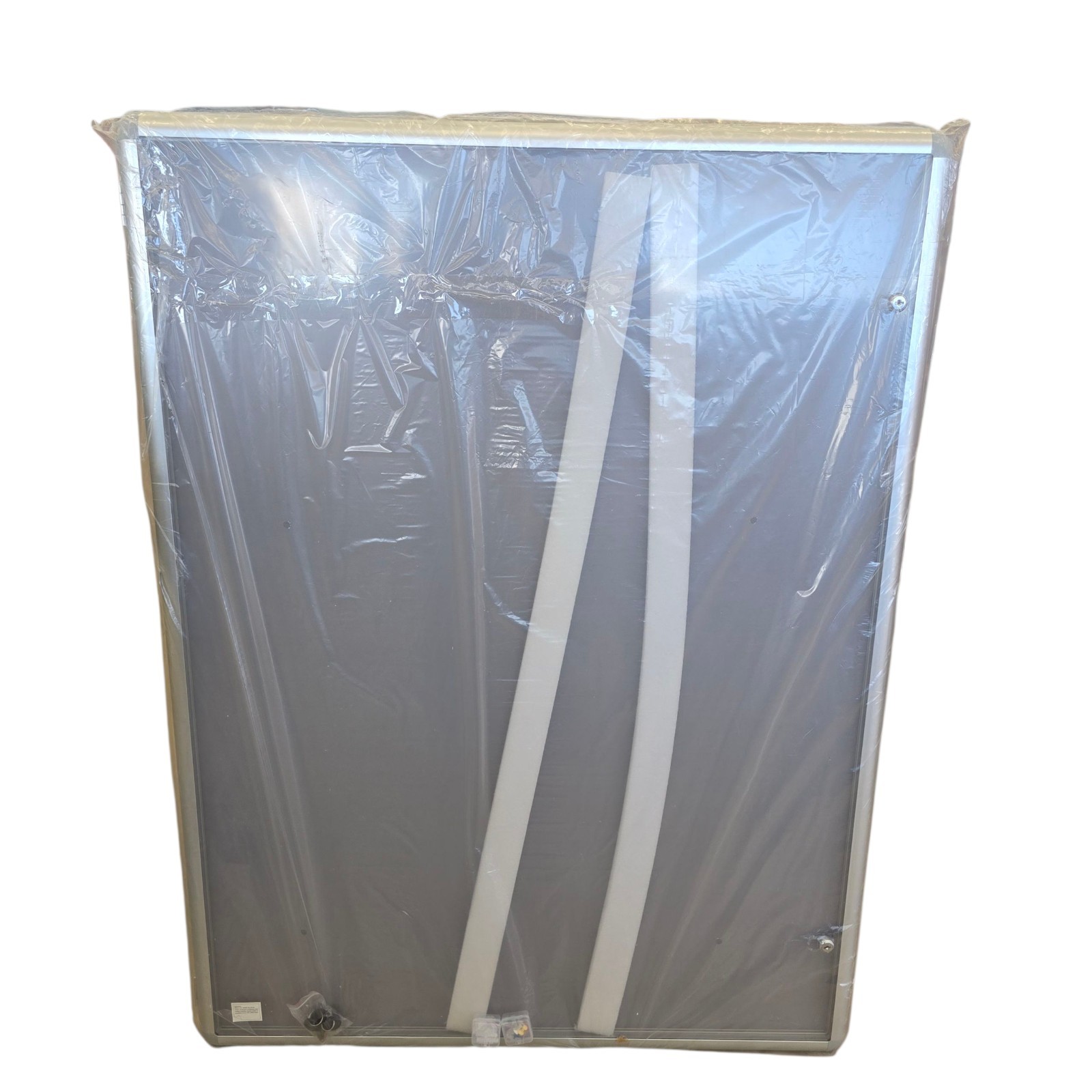 Suzile 1 Pcs Gray Enclosed Bulletin Board Lockable Cork Aluminum Case 48″x36″