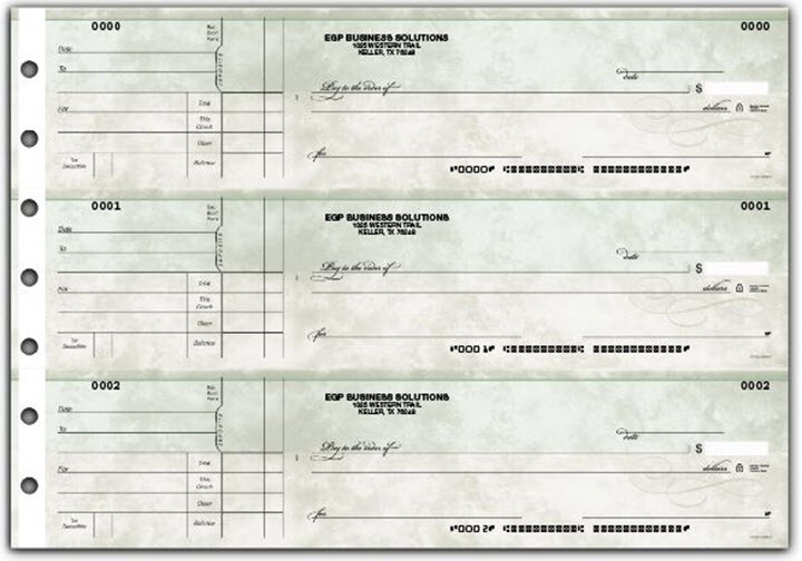 Manual Business Checks with Side Stub Logo Included 13 Styles/Colors- 250 Checks