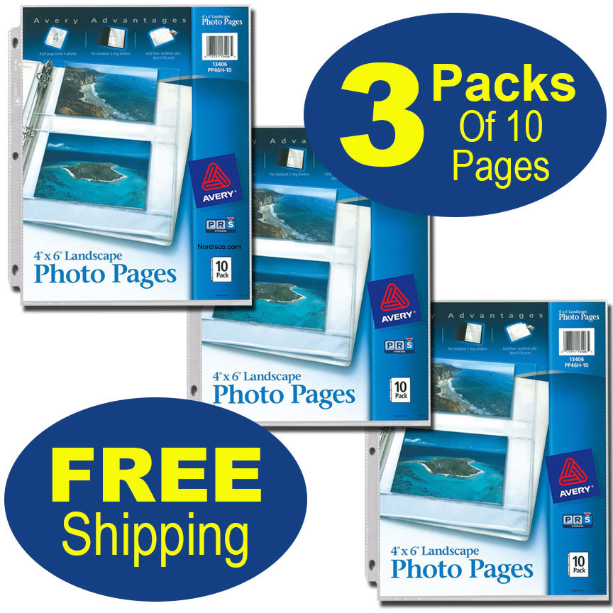 Avery 13406 PP46H-10 4 x 6″ Landscape Photo Pages, Acid Free, 3 Packs of 10