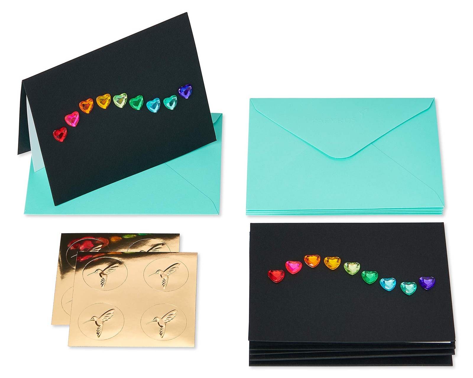 Papyrus Blank Cards with Envelopes, Rainbow Gems 6-Count 1, ‎rainbow