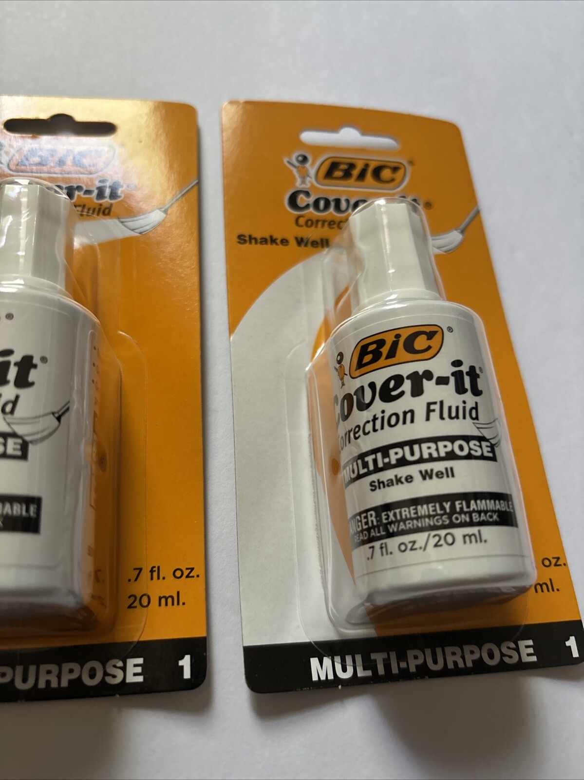 2-BIC WHITE OUT Cover-It Multi Purpose Pen & Ink Correction Fluid .7 fl oz 20ml