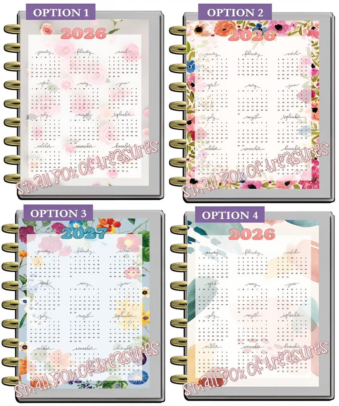 Yearly Calendar 2024-25 Two Sided Dashboard Insert for use with Happy Planner-