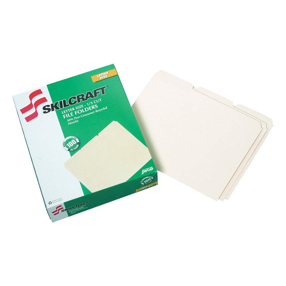 ABILITY ONE File Folders,Manila,PK100 56LF43