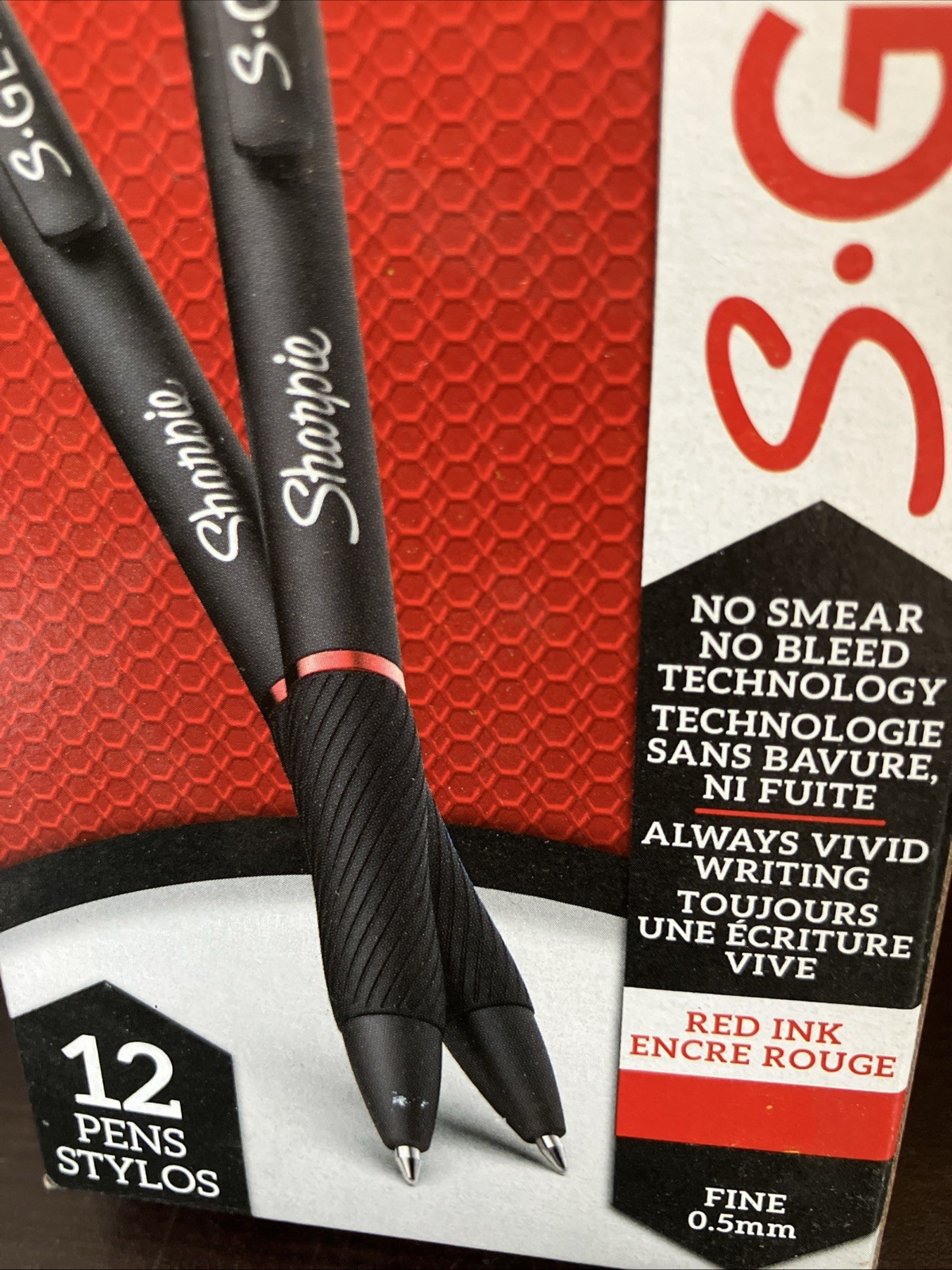Sharpie S-Gel, Gel Pens, Fine Point (0.5mm), Red Ink Gel Pen, 12 Count