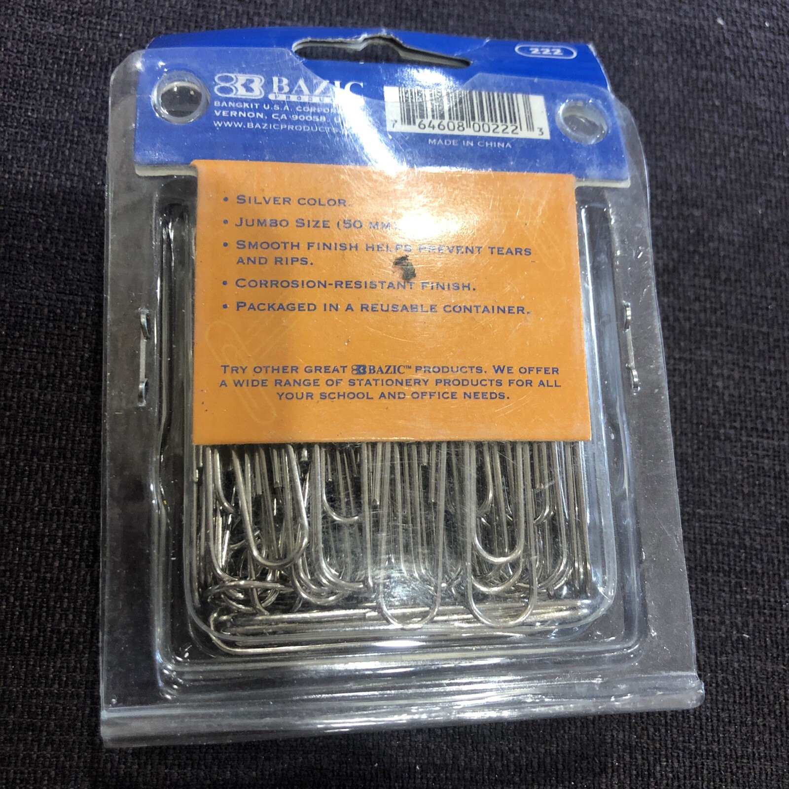 100 Large Jumbo Paper Clips 50mm Silver Smooth Finish Craft Home School Office