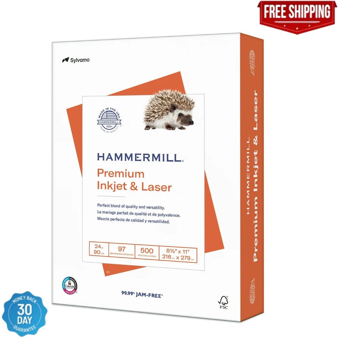Hammermill Printer Paper, Premium Inkjet & Laser Paper 24 Lb, 8.5 X 11
