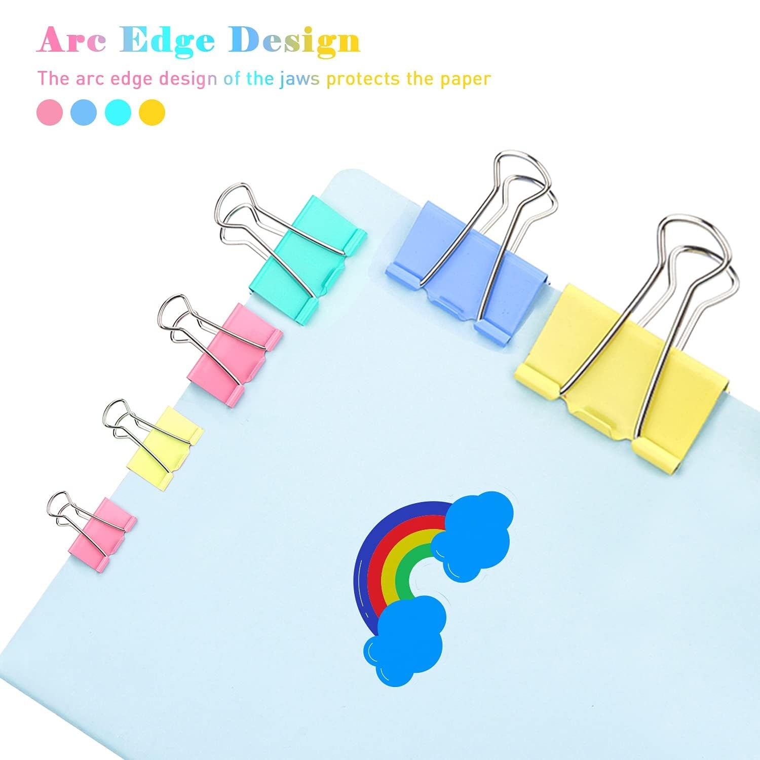 80 Pack 3/4 Inch Standard 19mm Multicolor Metal Binder Clips
