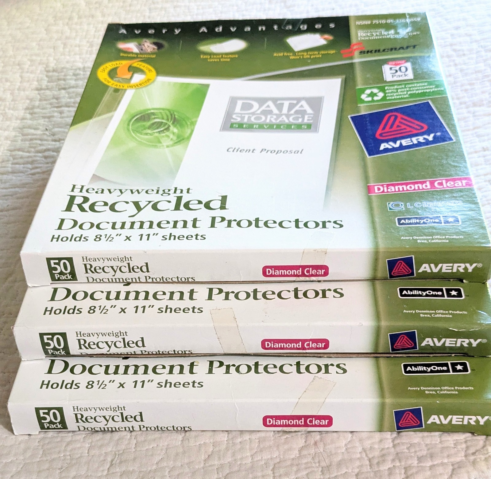 Avery Skilcraft Heavyweight Sheet Protectors Diamond Clear Acid Free lot of 3