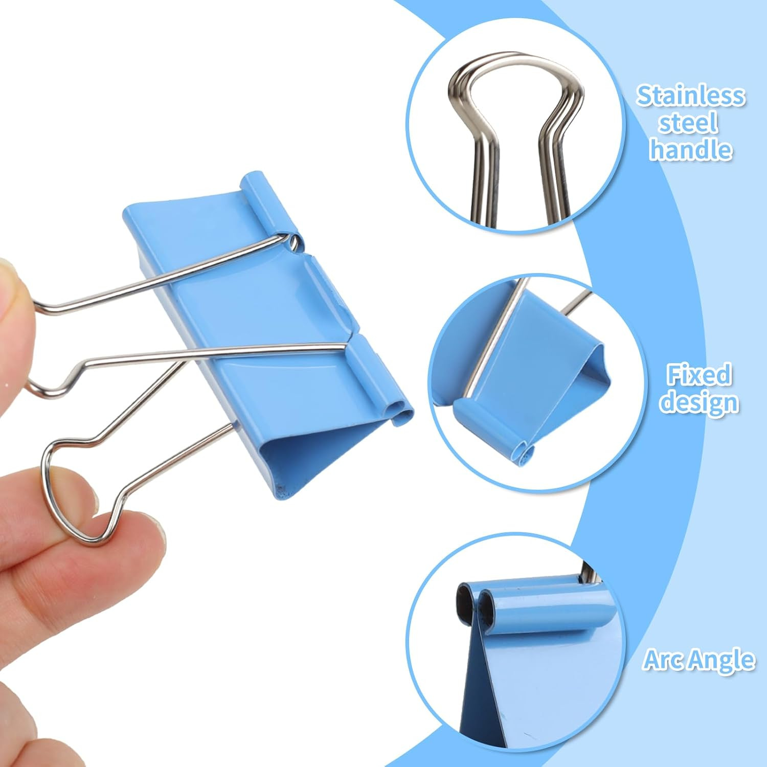 125Pcs Binder Clips Colored, Binder Clips Assorted Sizes, 6 Sizes Binder Paper C