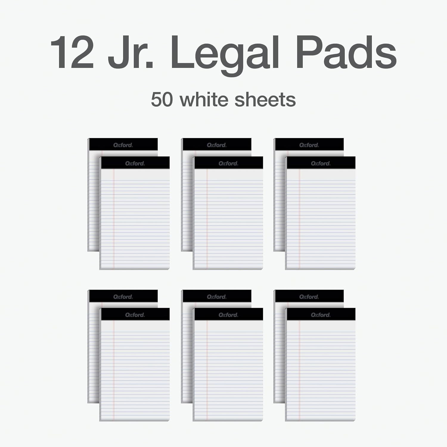 5 x 8 Legal Pads, 12 Pack, Narrow Ruled, White Paper, 50 Sheets Per Writing Pad,