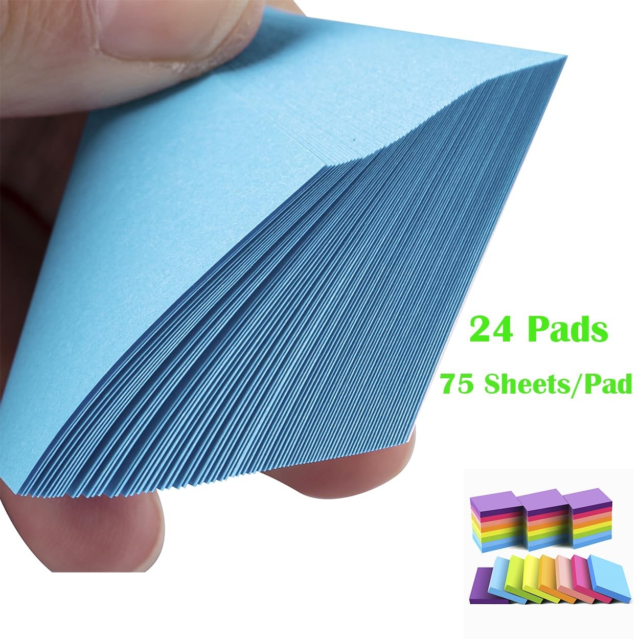 Mini Sticky Notes 1.5×2 Inches Bright Colors Self-Stick Pads 24 Pack 75 Sheet…