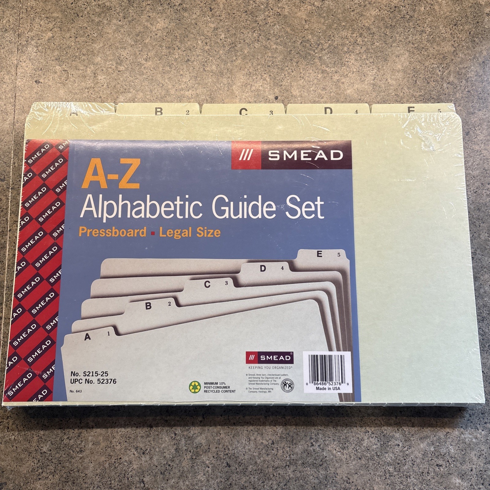 Smead Alphabetic Top Tab Indexed File Guide Set, Cut Top Tab, A to Z, 14.75×10”