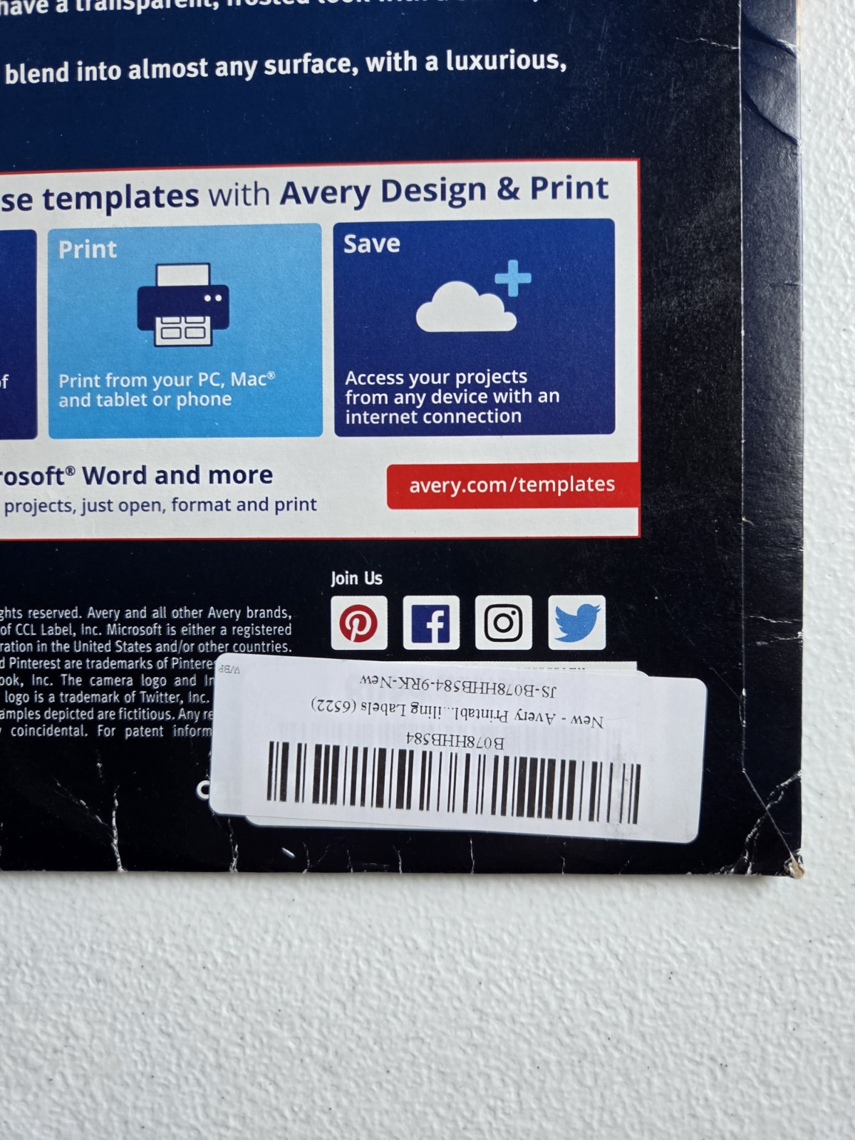 Avery Printable Shipping Labels 2×4″ Glossy Crystal Clear, 100 labels/10 sheets