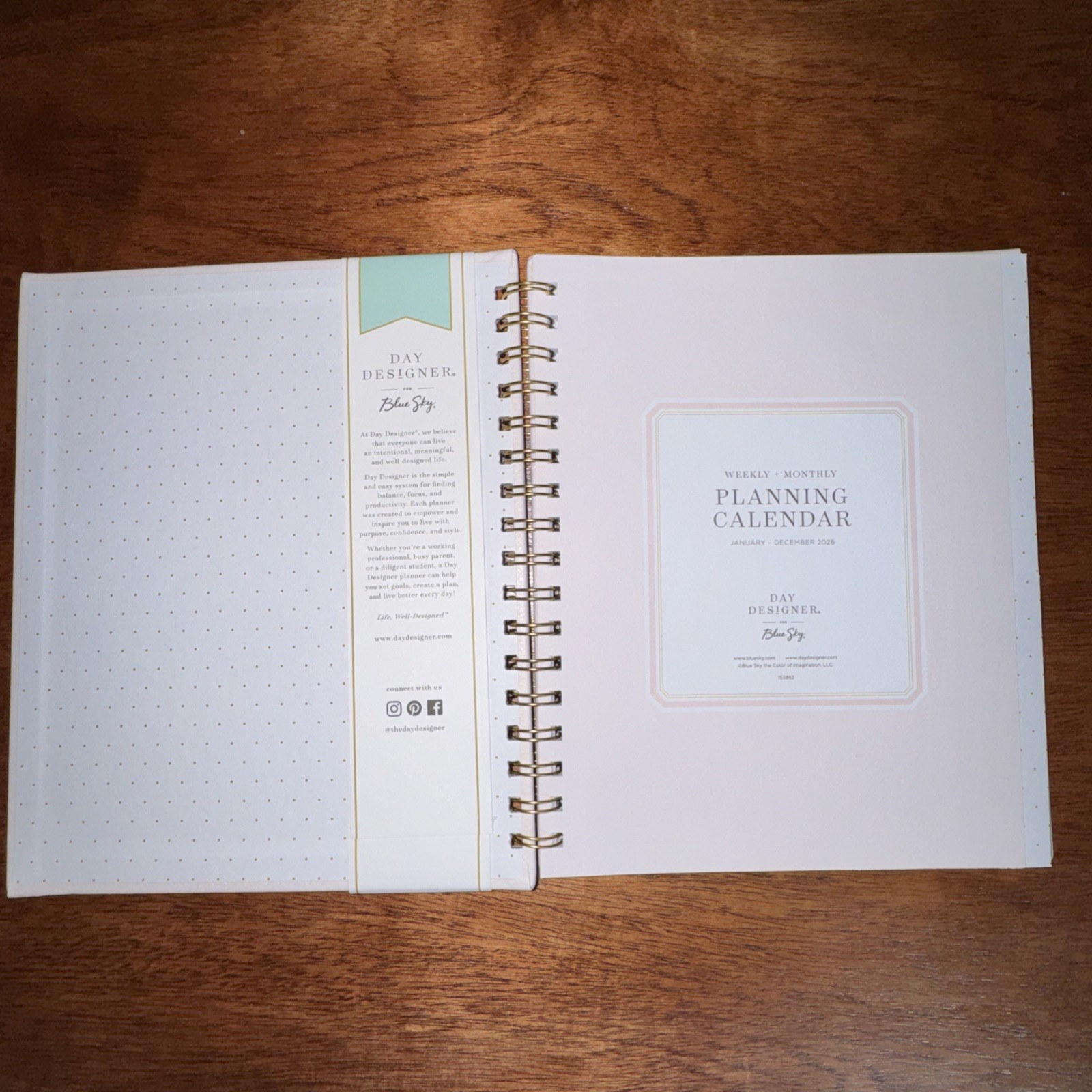 Blue Sky Day Designer Hybrid 2026 Planner Monthly Weekly Pale Pink New