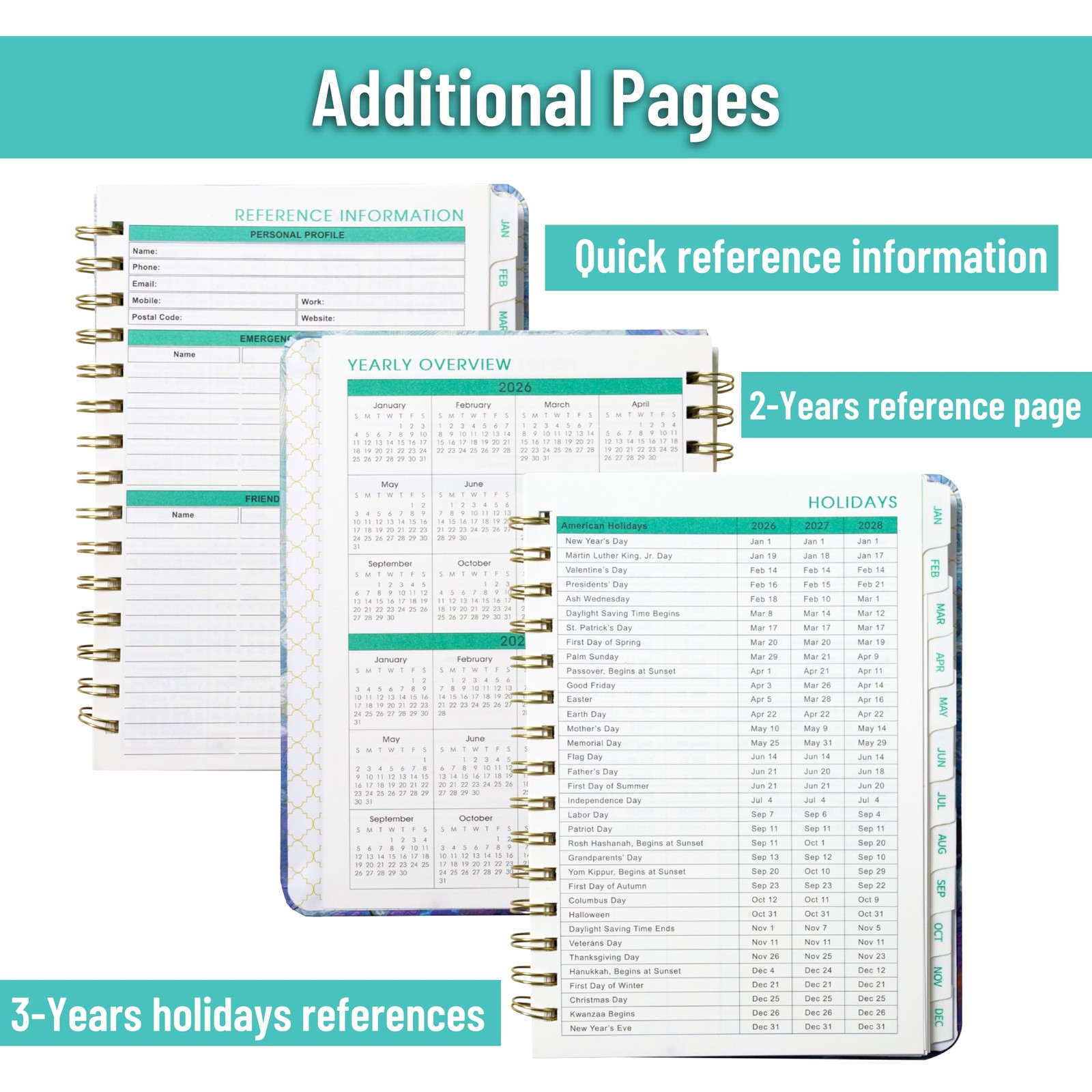 2026 Planner, Weekly and Monthly Calendar 6.4″ x 8.5″(2026）, Spring Floral