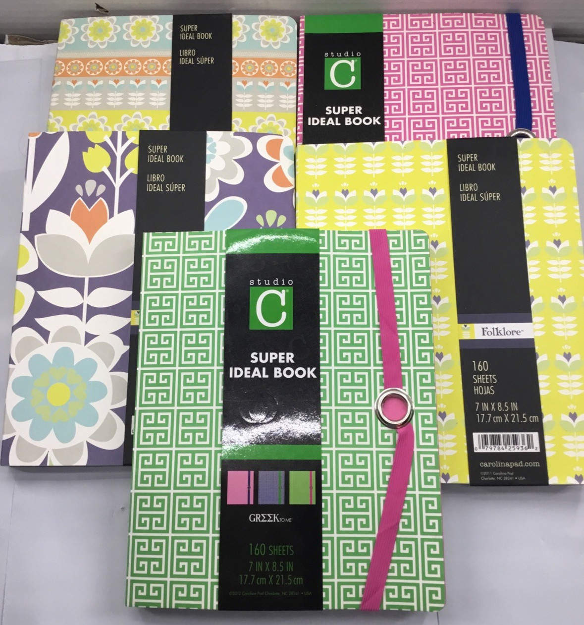 Lot 5 Fancy Notebooks Journals Diary Idea Book 160 Pages NOS