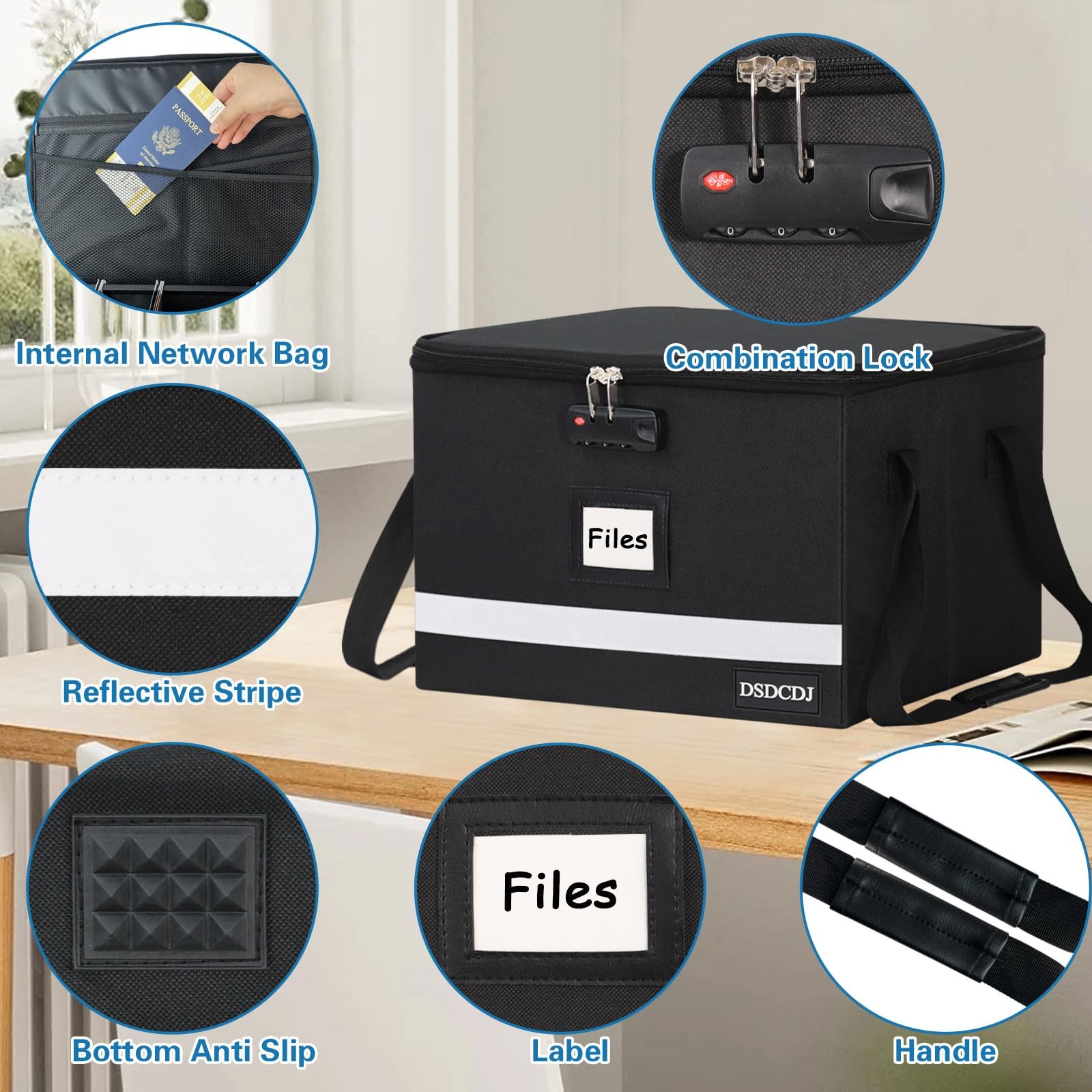 File Box with Lock 15.5″ X 12.3″ X 10.5″ – Portable Organizer for Legal/Letter