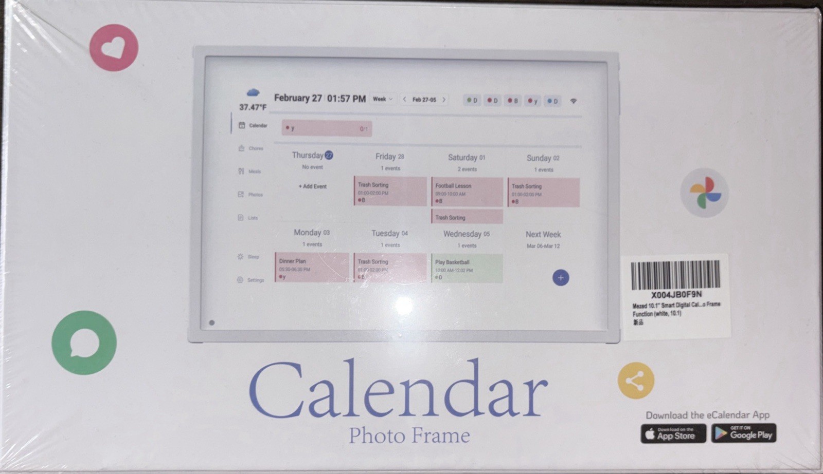 10.1” Digital Calendar Planner Smart Chore Chart Full HD Interactive Touchscreen