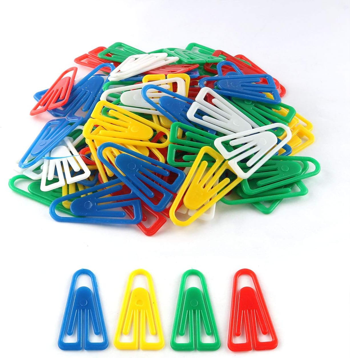 200pcs Plastic Paper Clips 35mm Long Mixed Color Triangle Clips
