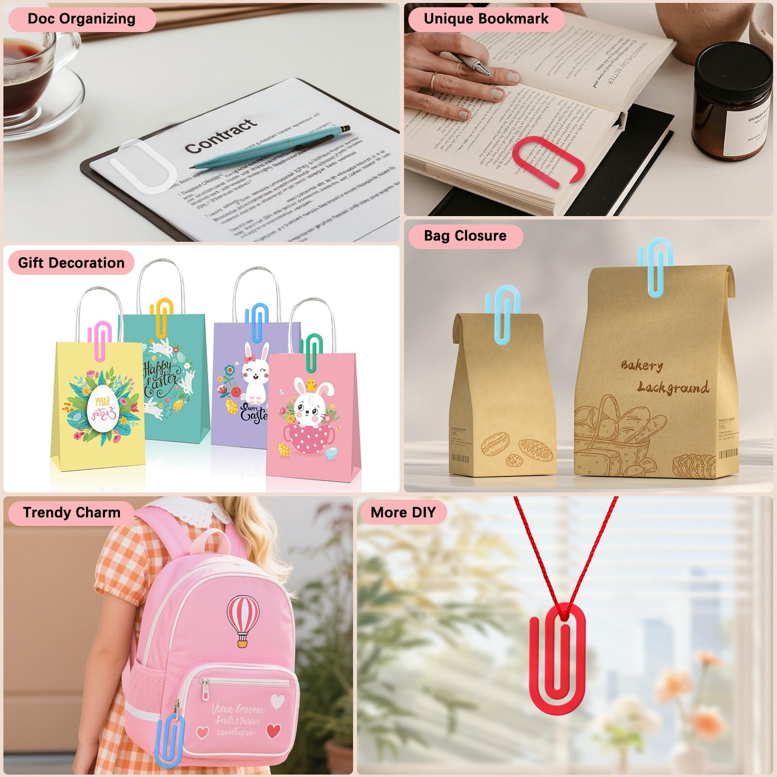 Graduation Gifts, 24 Pcs Jumbo Translucent Acrylic Paper Clips, Minimalist Ae…