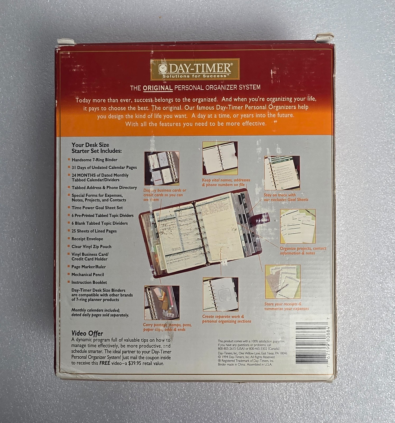 VTG 1994 DAY-TIMER LEATHER DELUXE SET Brittish Tan #80884 Organizer #C