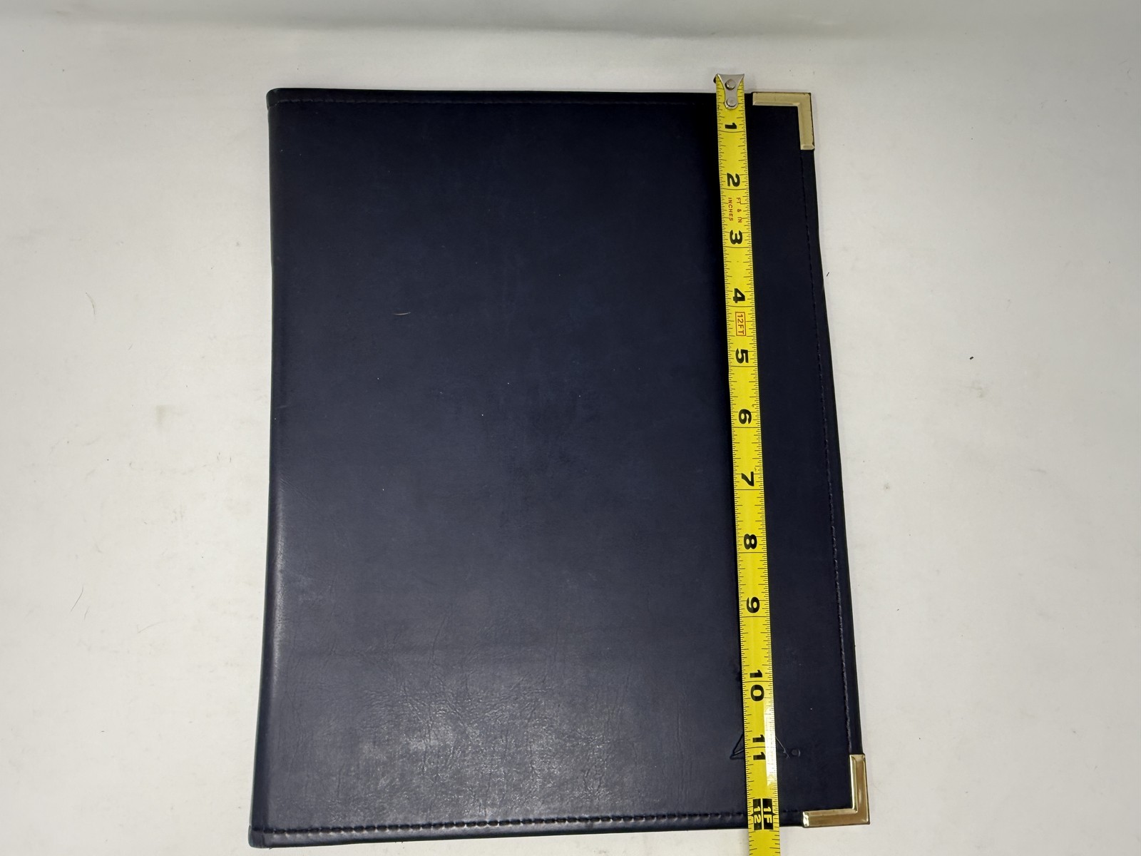 Blue Leather Portfolio Folder with Gold Corners Used