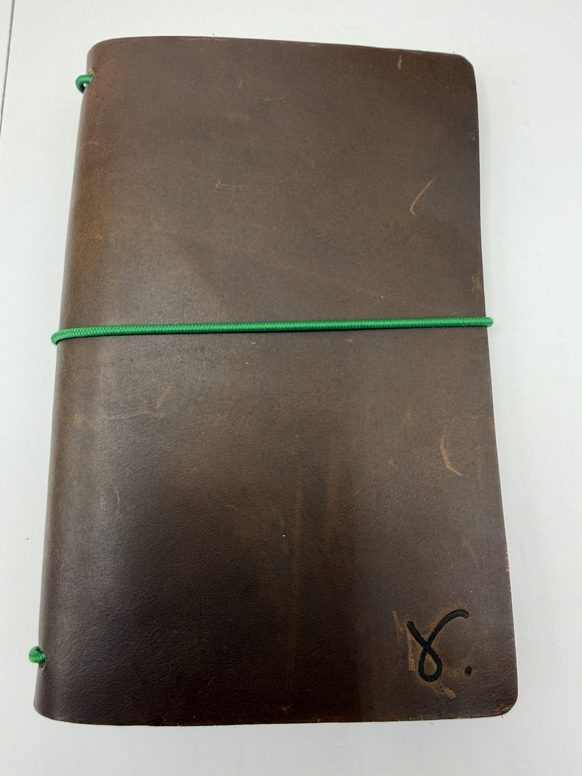 Sojourner Field Notes Pocket Traveler’s Notebook Brown Leather Green Elastic