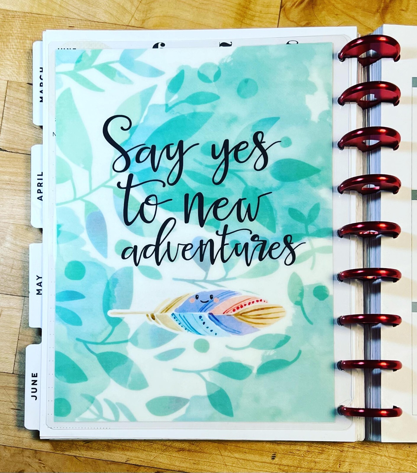 “Say Yes to New Adventures” Quote 2-Sided Dashboard for use with Happy Planner