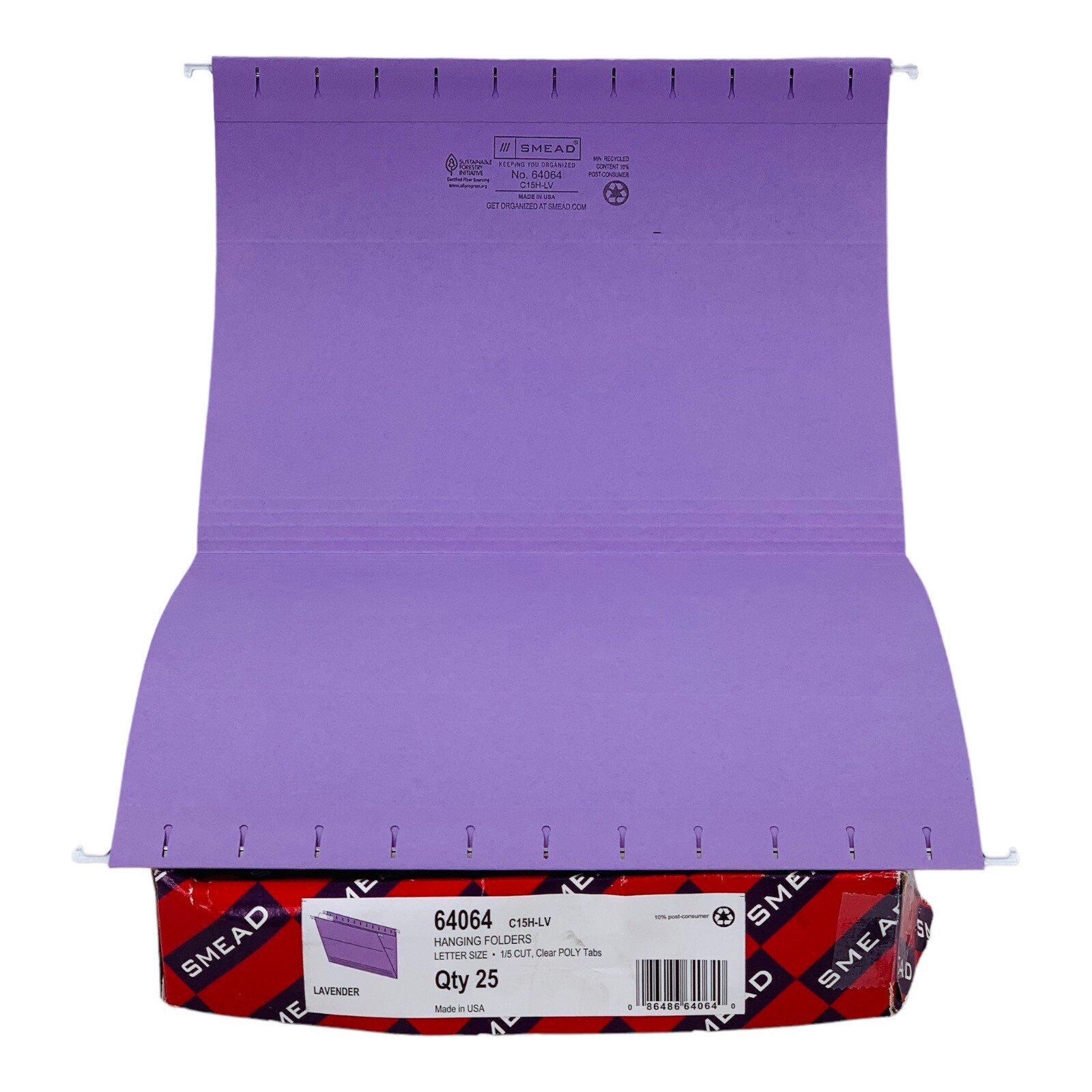25 Smead Folders Letter Size Hanging Folders Lavender Color 1/5 Cut Poly Tabs
