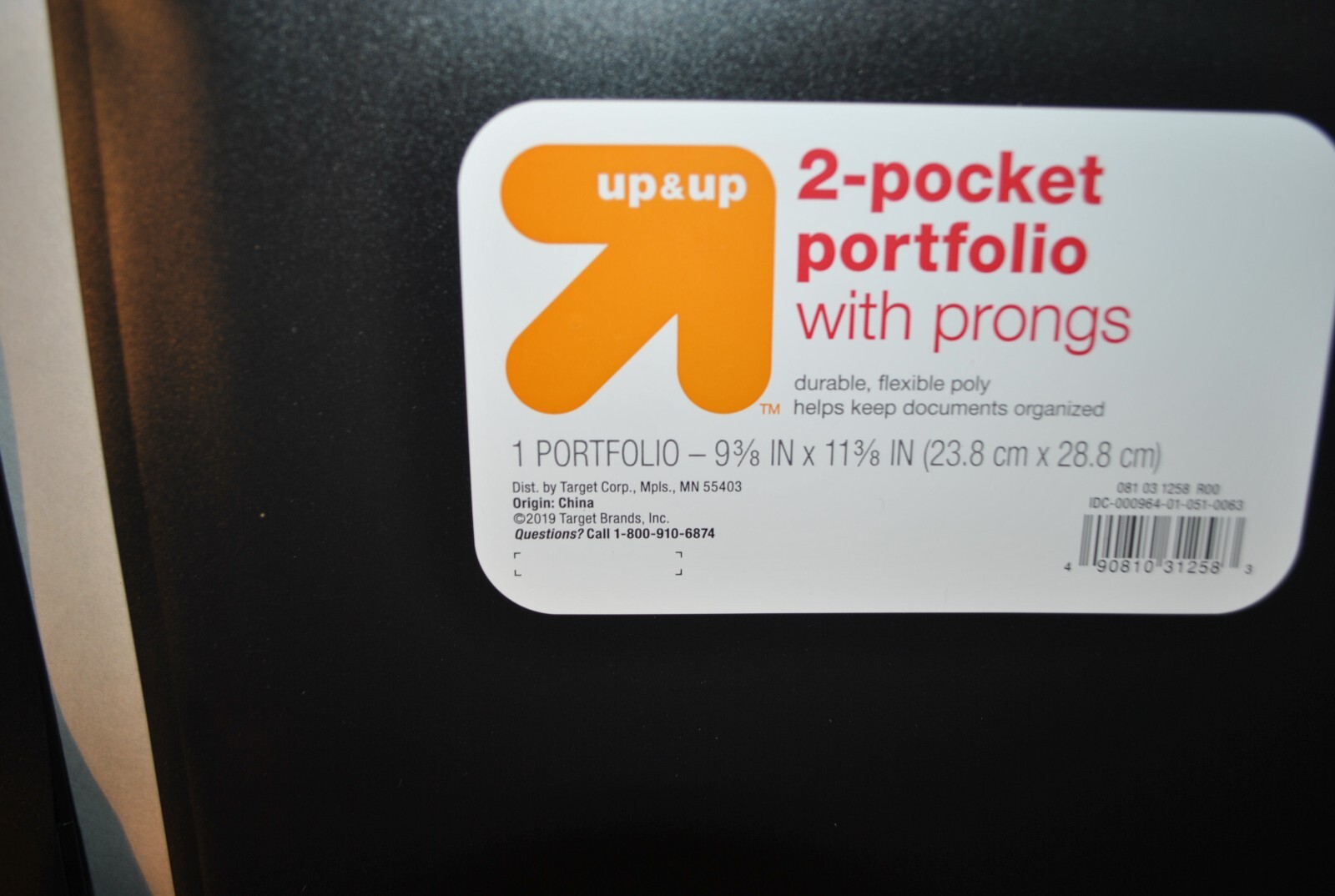 25-PACK UP & UP 2-POCKET PORTFOLIO W/ PRONGS BLACK 9-3/8″ X 11-3/8″ 081031257R00