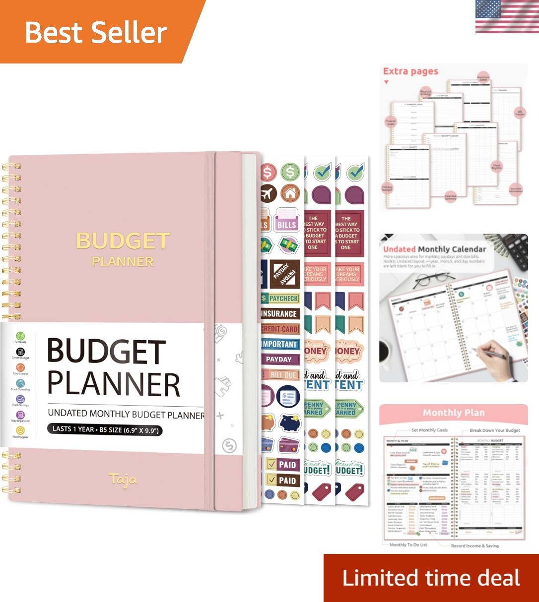 Budget Planner – Monthly Budget Book with Expense Tracker Notebook, Undated B…