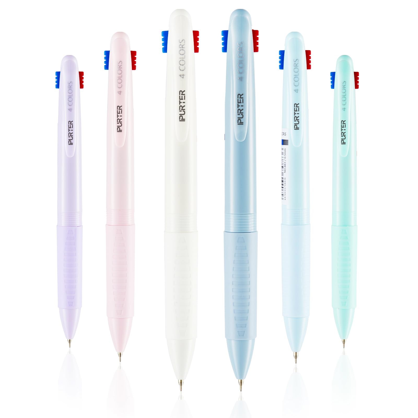 6 Pack 4-in-1 Multicolor Gel Pen Set, 0.5mm Fine Point Pastel Rollerball, Qui…