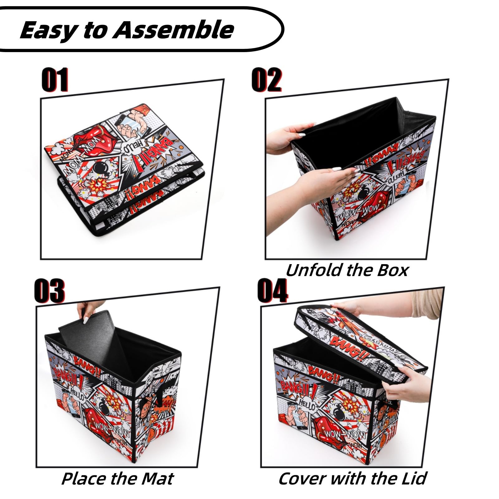 Comic Book Storage Box, 15.3″ x 7.8″ x 11.8″ Large Comic Book Case, Oxford Fa…