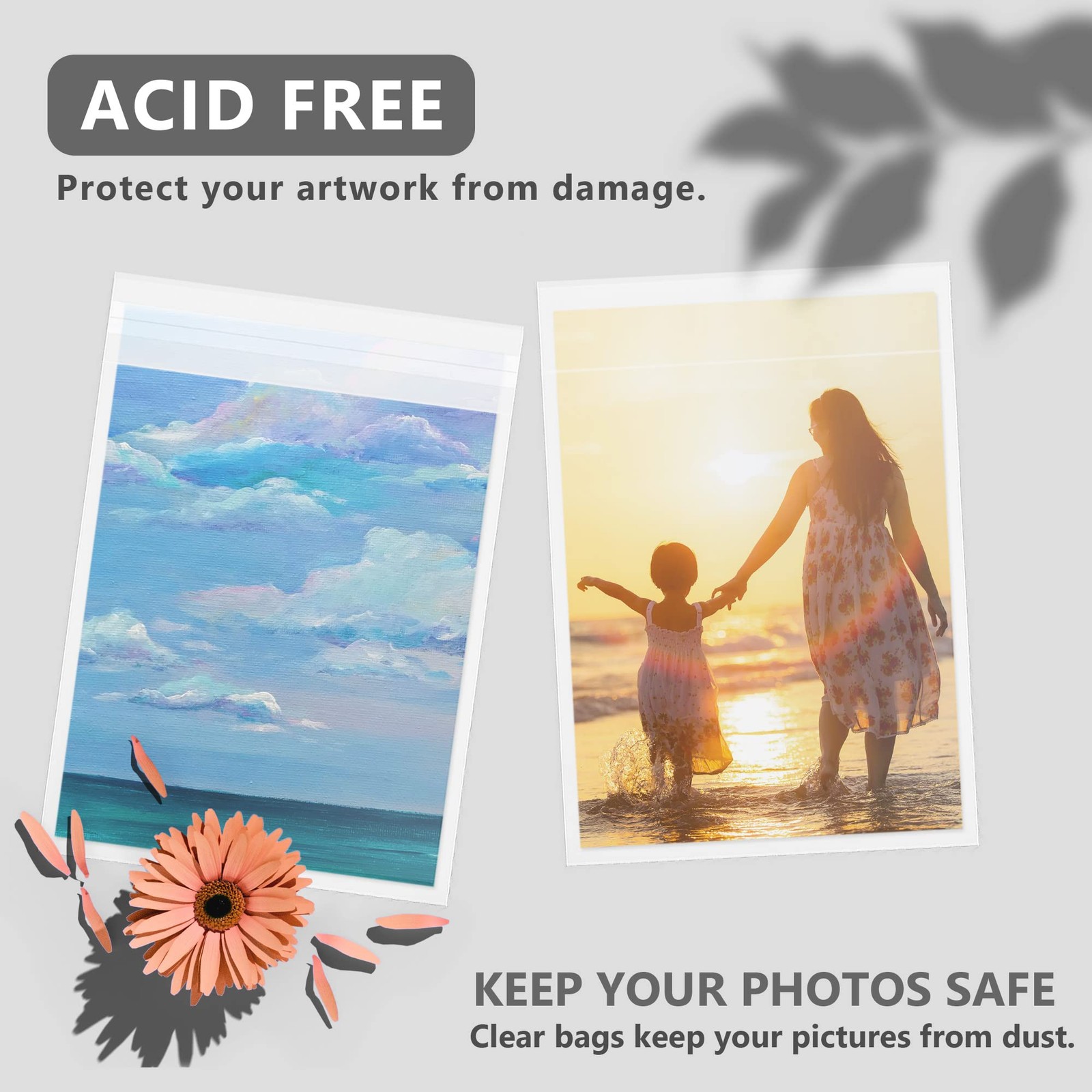 50 Pack Acid-Free Crystal Clear Sleeves Storage Bags for 18×24 Art Prints/Pic…