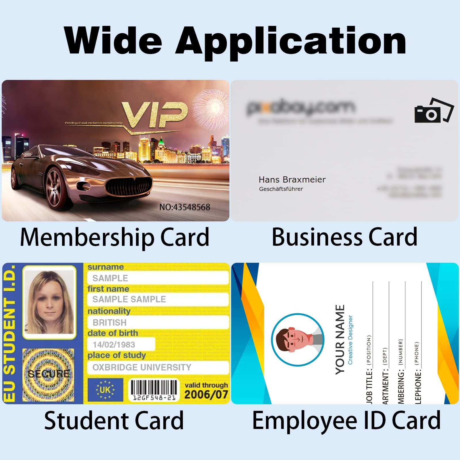 100 PCS Premium Blank PVC Cards CR80 30 Mil Graphic White Plastic Printers