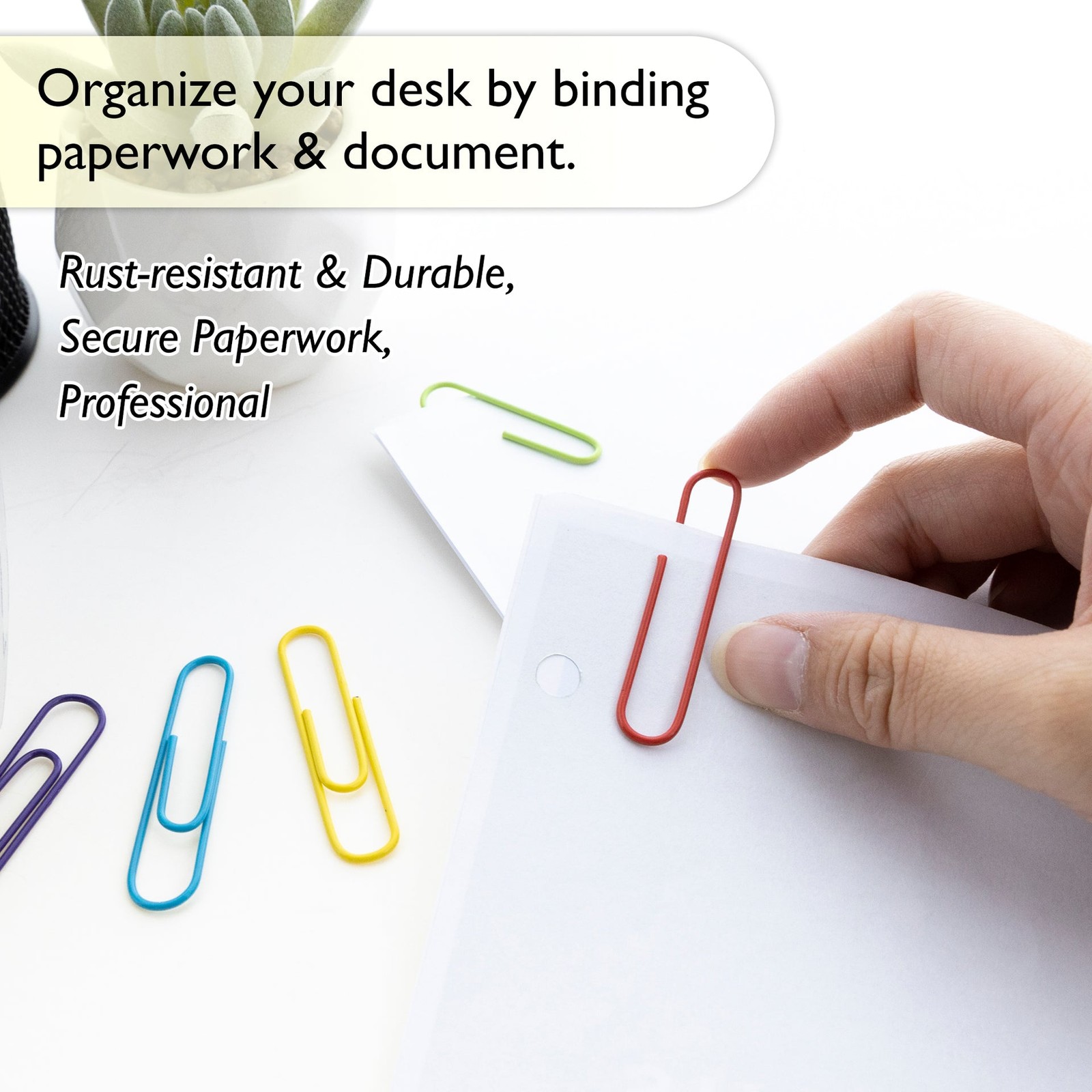 BAZIC Jumbo (50mm) Color Paper Clips (100/Pack), pack of 24