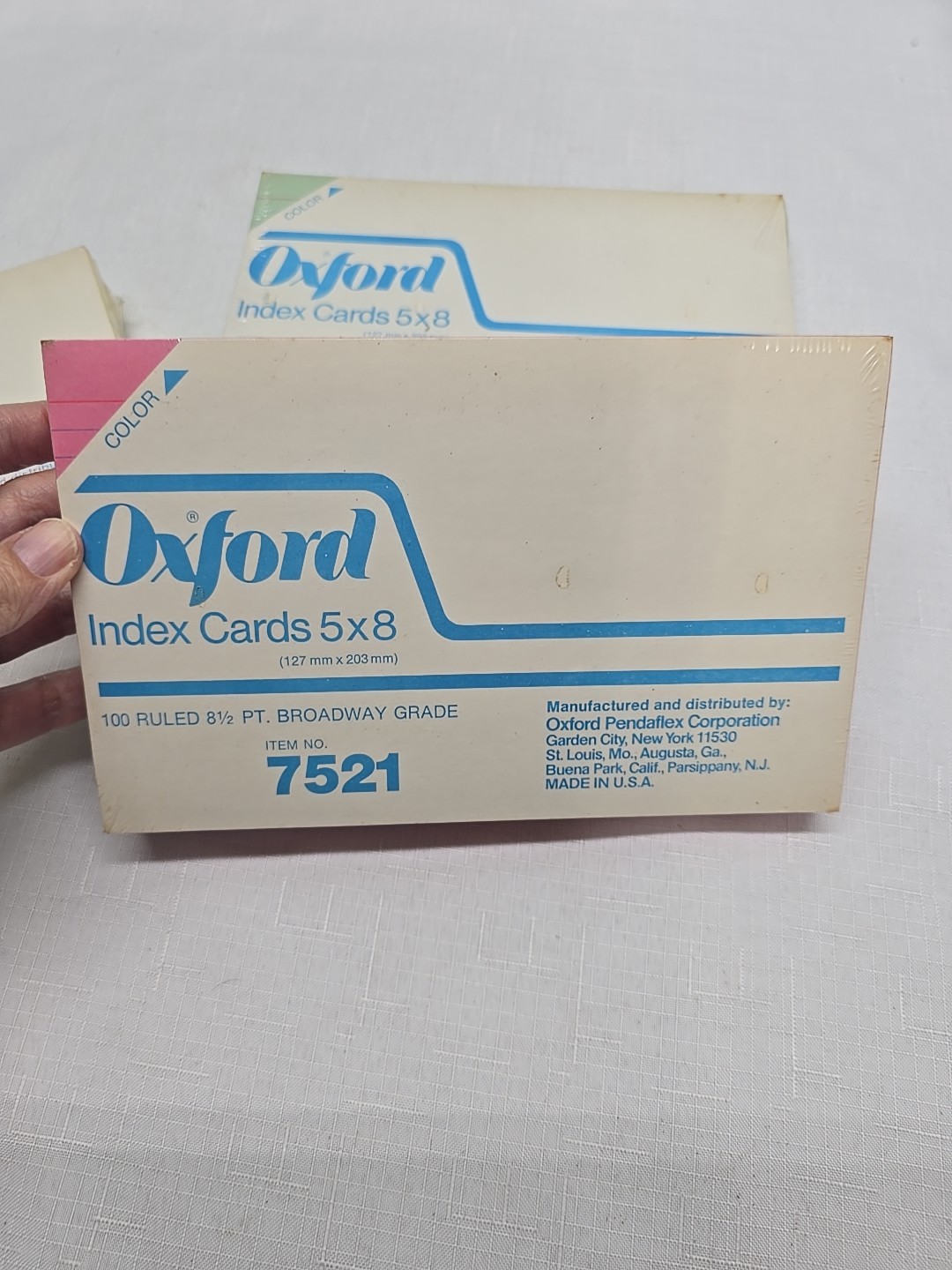 Vintage Oxford 5×8 Index Cards Green Pink Yellow Sealed –READ—