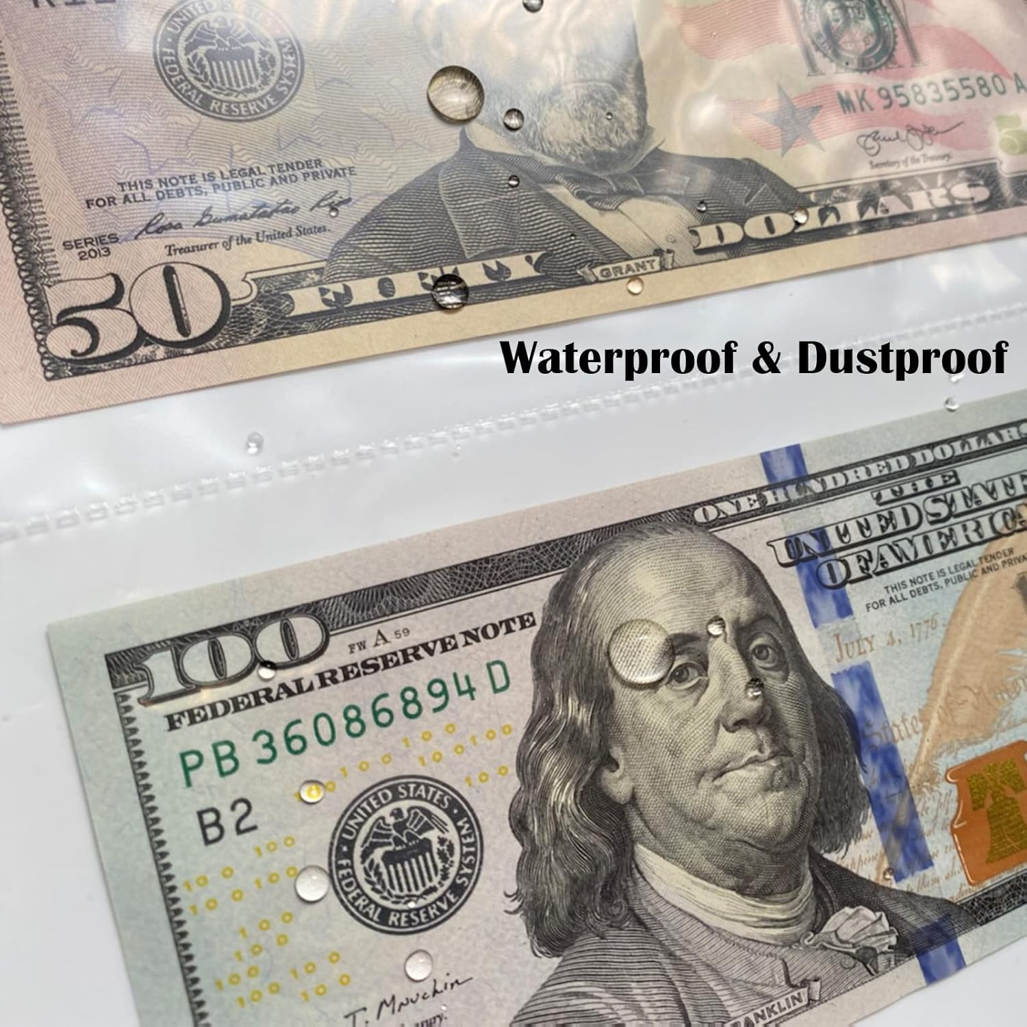50 Sheets Currency Pages 3 Pockets Paper Money Protectors for 3 Ring Binders