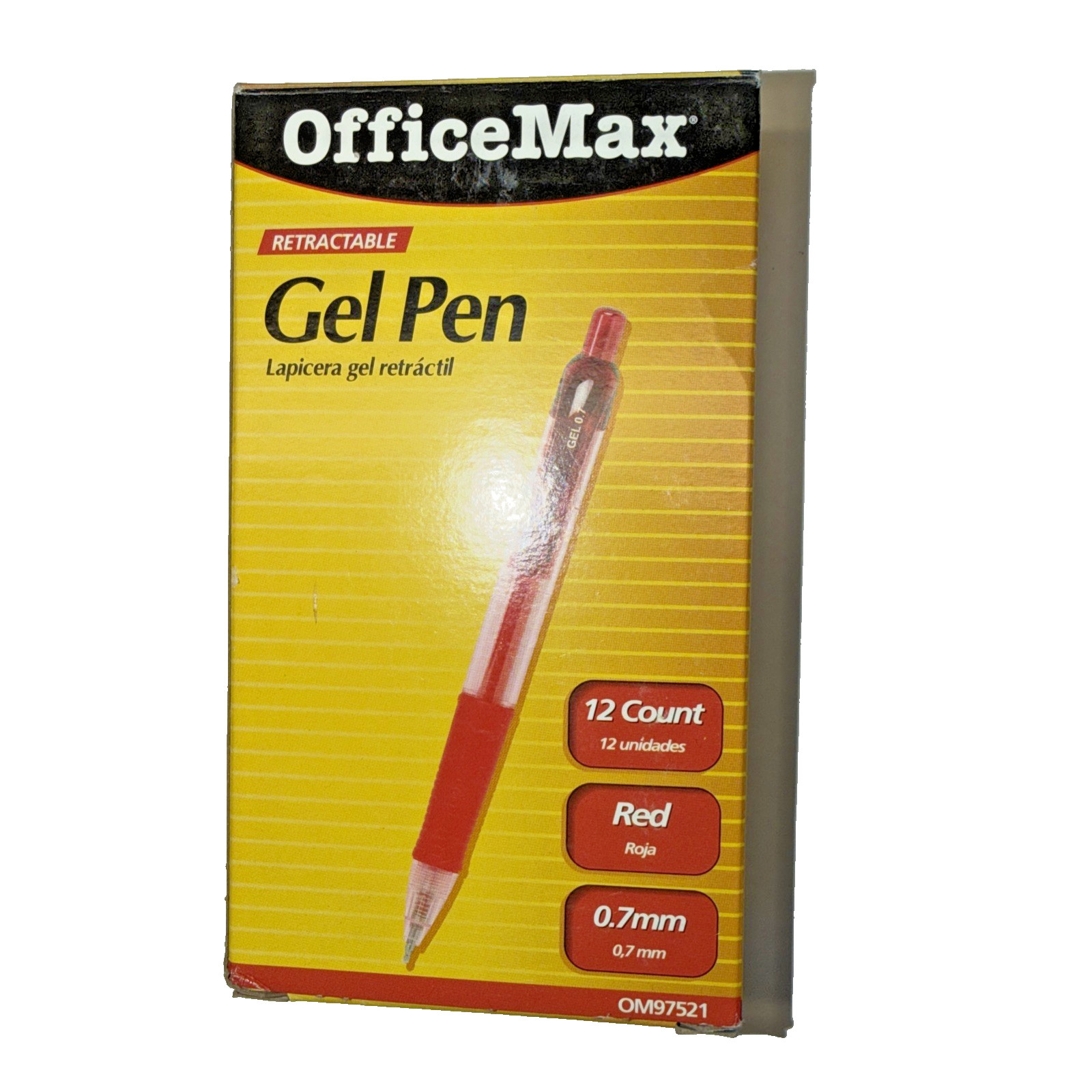 (4) Office Max Retractable Gel Pen Special 0.7mm Fine Pt. Red Gel OM97521