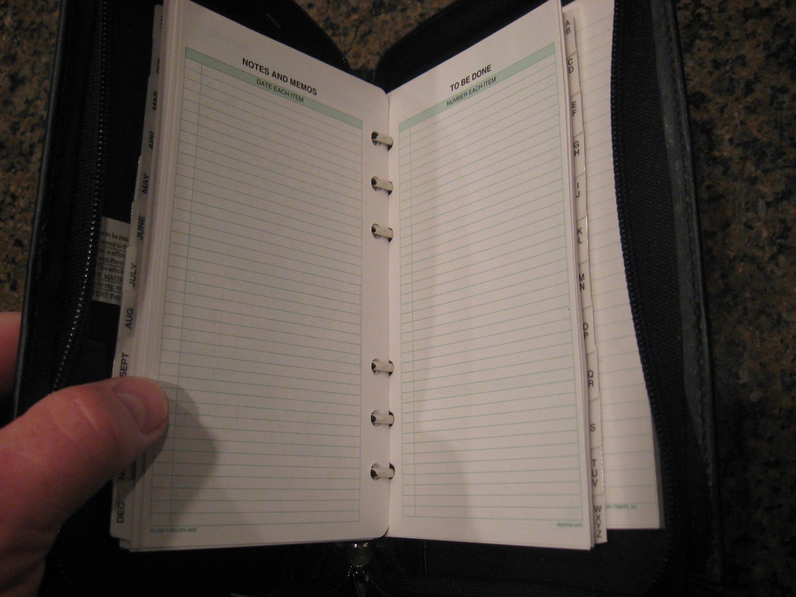 ACCO Day-Timer Green Series Black Bonded Leather Size 3 Organizer Planner