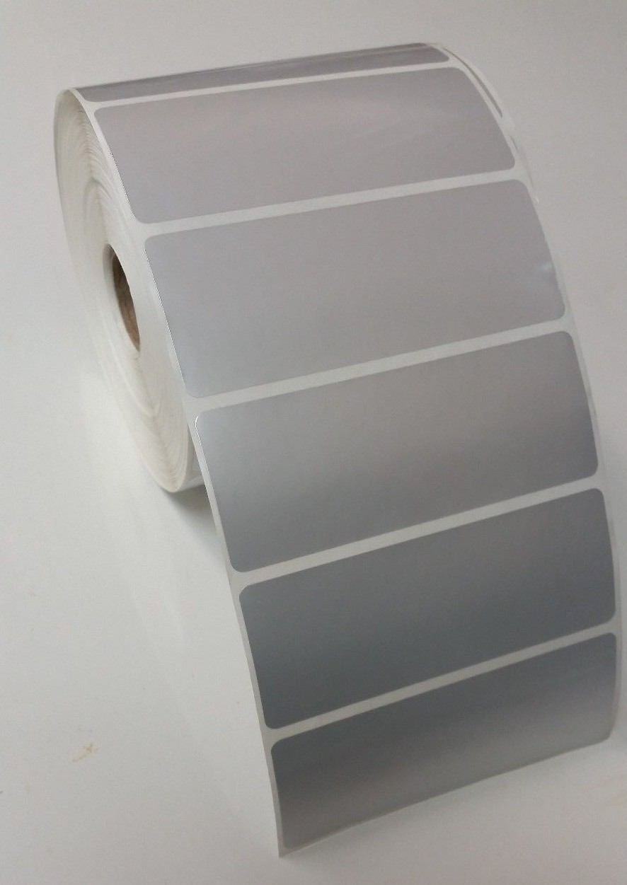 Silver Polyester Thermal Transfer 4″ x 2″ Labels for Zebra GK/GX, 1 roll of 500
